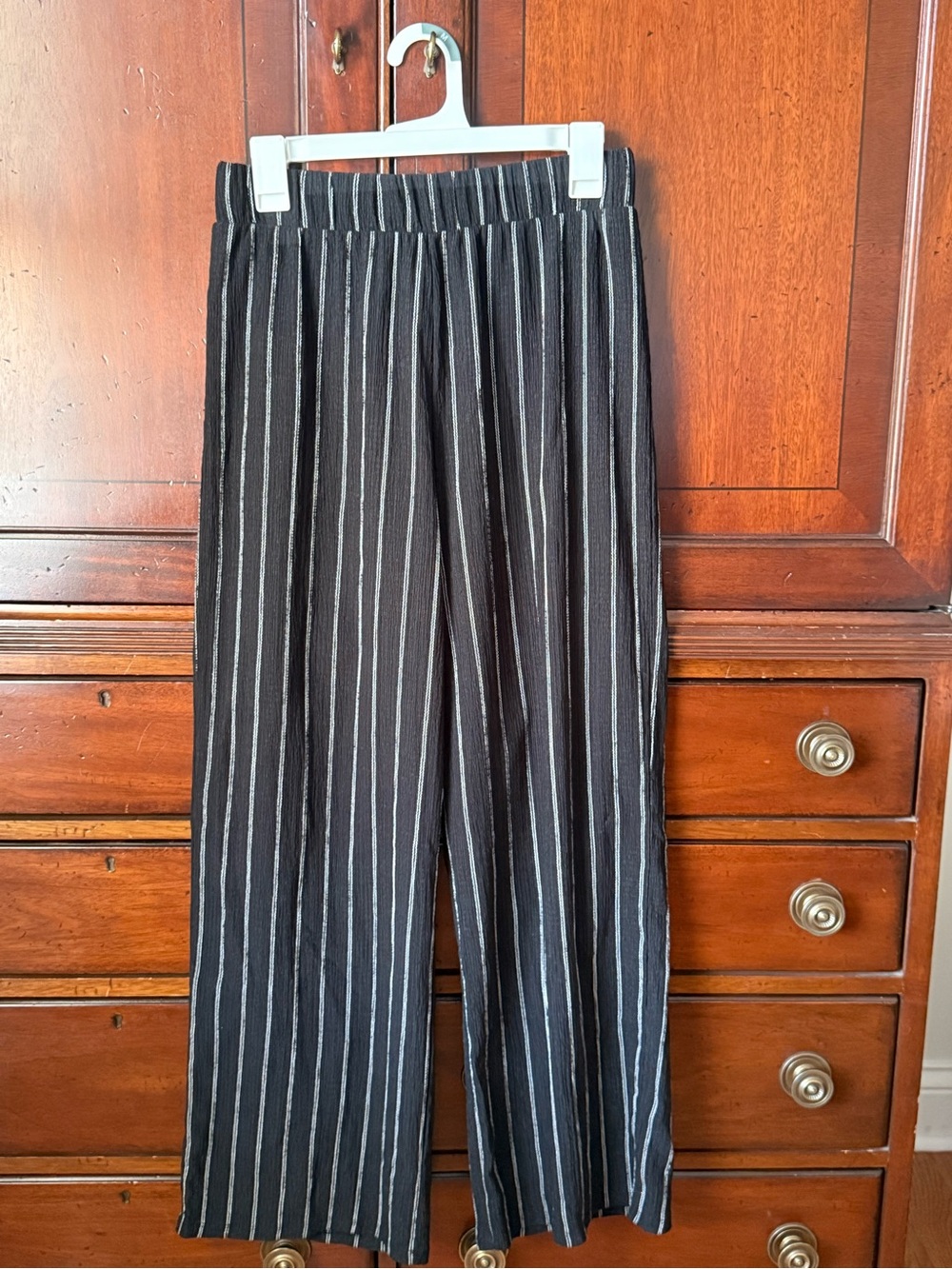 H&M Black Pinstripe Wide-Leg Trousers